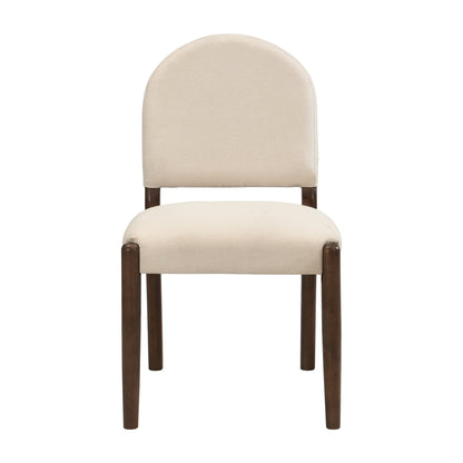 Dining Chairs with Back Mid Century Fabric Upholstered Armless Dining Room Side Chairs Set of 2 - Walnut+Beige - 1st Choice Furniture Direct