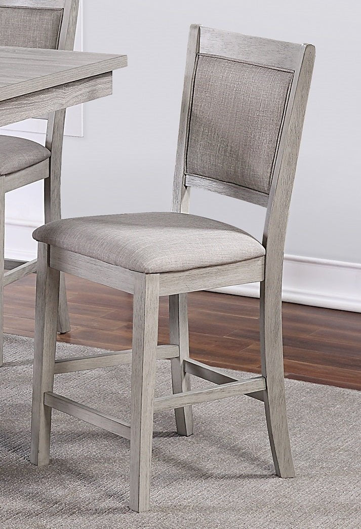 Dining Room Furniture Counter Height 5pc Set Square Table w Shelves Cushion Chairs Modern Style Rustic Grey - 1st Choice Furniture Direct
