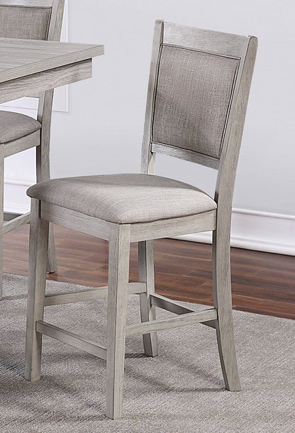 Dining Room Furniture Counter Height 5pc Set Square Table w Shelves Cushion Chairs Modern Style Rustic Grey - 1st Choice Furniture Direct