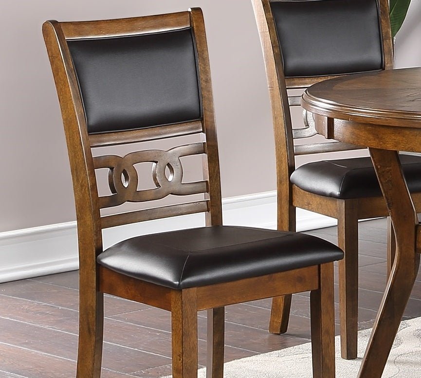 Dining Room Furniture Walnut Finish Set of 2 Side Chairs Cushion Seats Unique Back Kitchen Breakfast Chairs - 1st Choice Furniture Direct