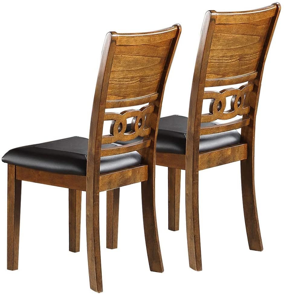 Dining Room Furniture Walnut Finish Set of 2 Side Chairs Cushion Seats Unique Back Kitchen Breakfast Chairs - 1st Choice Furniture Direct
