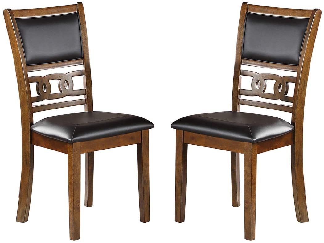 Dining Room Furniture Walnut Finish Set of 2 Side Chairs Cushion Seats Unique Back Kitchen Breakfast Chairs - 1st Choice Furniture Direct