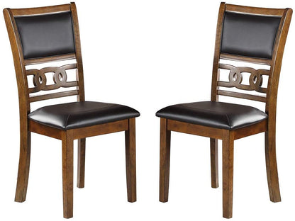 Dining Room Furniture Walnut Finish Set of 2 Side Chairs Cushion Seats Unique Back Kitchen Breakfast Chairs - 1st Choice Furniture Direct