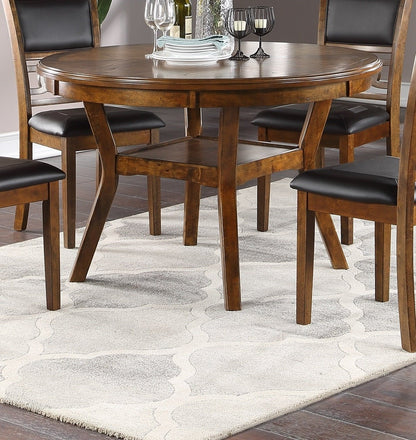 Dining Room Furniture Walnut Rubber wood MDF Round Table 1pc Table w Shelve - 1st Choice Furniture Direct