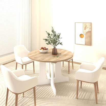 Dining Table for Farmhouse Kitchen 59x43 Inch Expandable Oval Table Top with Removable Leaf Trestle X Shaped Base White - 1st Choice Furniture Direct