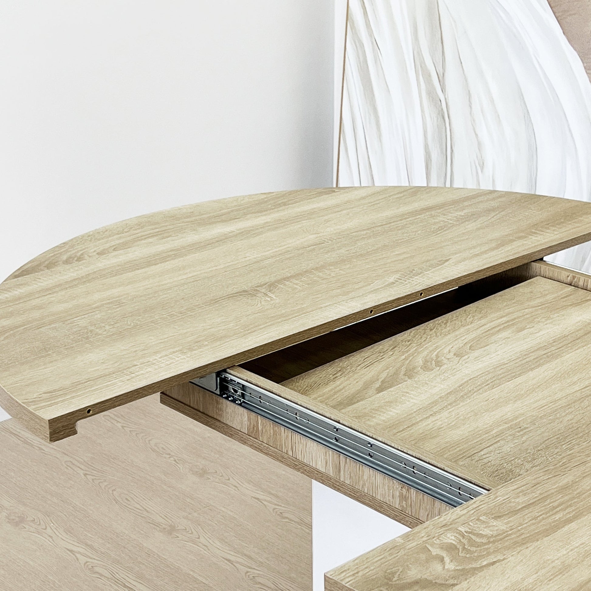 Dining Table for Farmhouse Kitchen 59x43 Inch Expandable Oval Table Top with Removable Leaf Trestle X Shaped Base White - 1st Choice Furniture Direct