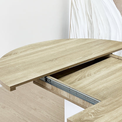 Dining Table for Farmhouse Kitchen 59x43 Inch Expandable Oval Table Top with Removable Leaf Trestle X Shaped Base White - 1st Choice Furniture Direct