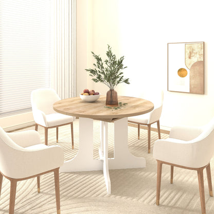 Dining Table for Farmhouse Kitchen 59x43 Inch Expandable Oval Table Top with Removable Leaf Trestle X Shaped Base White - 1st Choice Furniture Direct