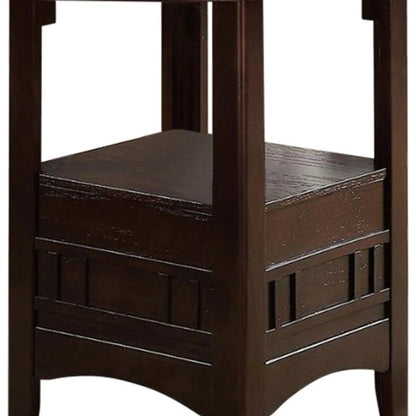 Dining Table Round Counter height Dining Table w Shelve 1pc Table Only Solid wood Dark Rosy Brown FInish - 1st Choice Furniture Direct