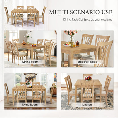 Dining Table Set with 6 Chairs, Modern Dining Table and Chairs Set, 1 Table & 6 Chairs, 60'L x 36'W Table, 23'H Chairs, Anti - Slip, Perfect for 4 - 6 Persons, Home, Kitchen, Living Room. - 1st Choice Furniture Direct