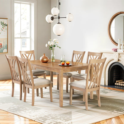 Dining Table Set with 6 Chairs, Modern Dining Table and Chairs Set, 1 Table & 6 Chairs, 60'L x 36'W Table, 23'H Chairs, Anti - Slip, Perfect for 4 - 6 Persons, Home, Kitchen, Living Room. - 1st Choice Furniture Direct