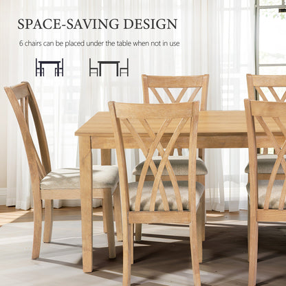 Dining Table Set with 6 Chairs, Modern Dining Table and Chairs Set, 1 Table & 6 Chairs, 60'L x 36'W Table, 23'H Chairs, Anti - Slip, Perfect for 4 - 6 Persons, Home, Kitchen, Living Room. - 1st Choice Furniture Direct