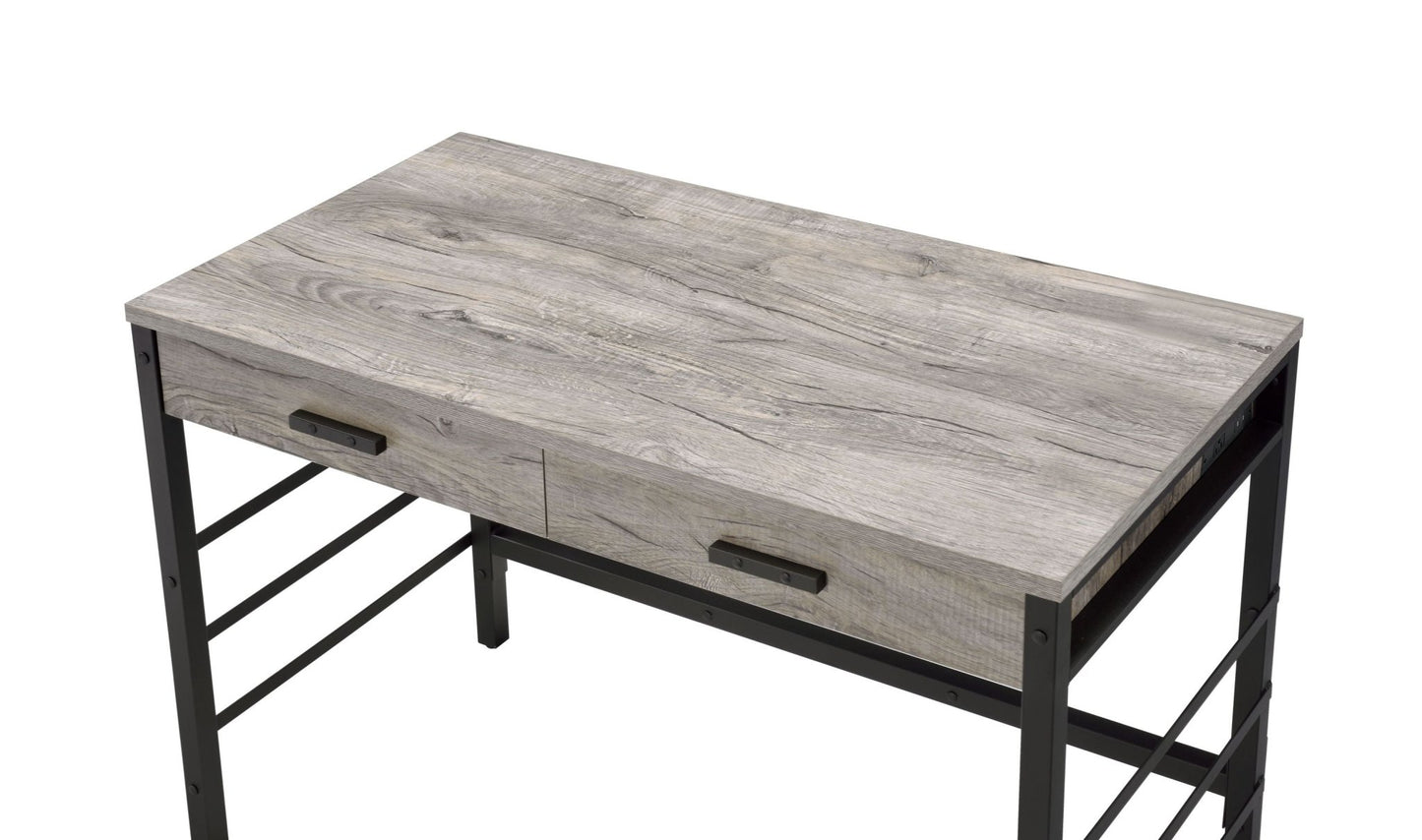 Disho Light Weathered Oak & Black Finish Writing Desk W/USB - 1st Choice Furniture Direct