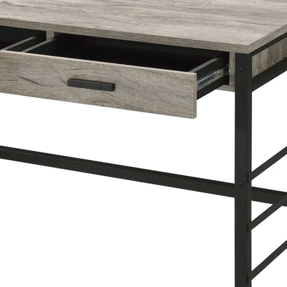 Disho Light Weathered Oak & Black Finish Writing Desk W/USB - 1st Choice Furniture Direct