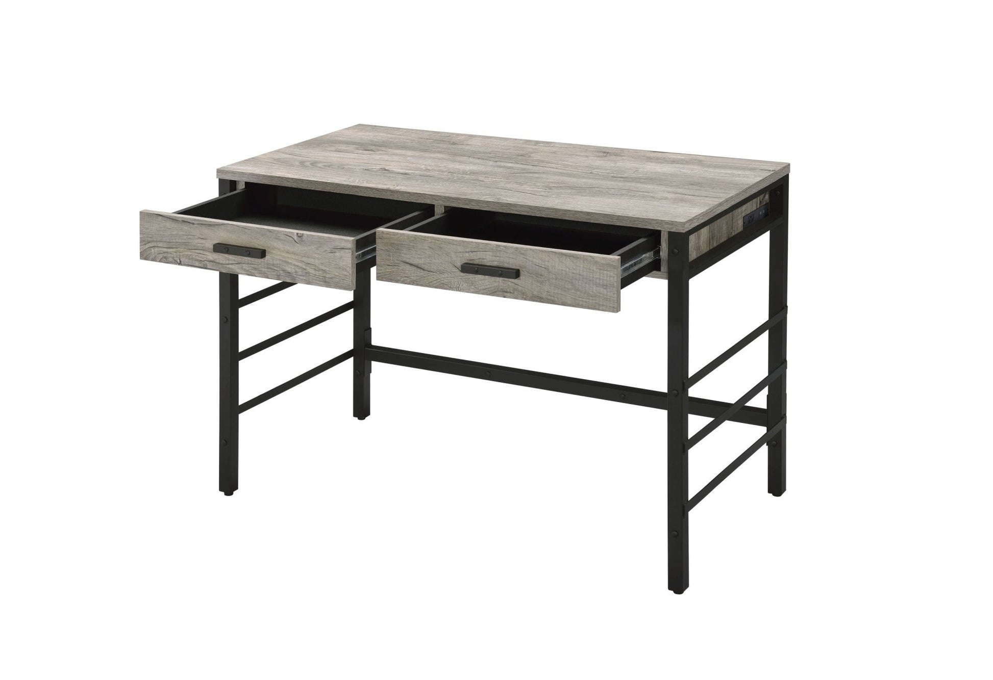Disho Light Weathered Oak & Black Finish Writing Desk W/USB - 1st Choice Furniture Direct