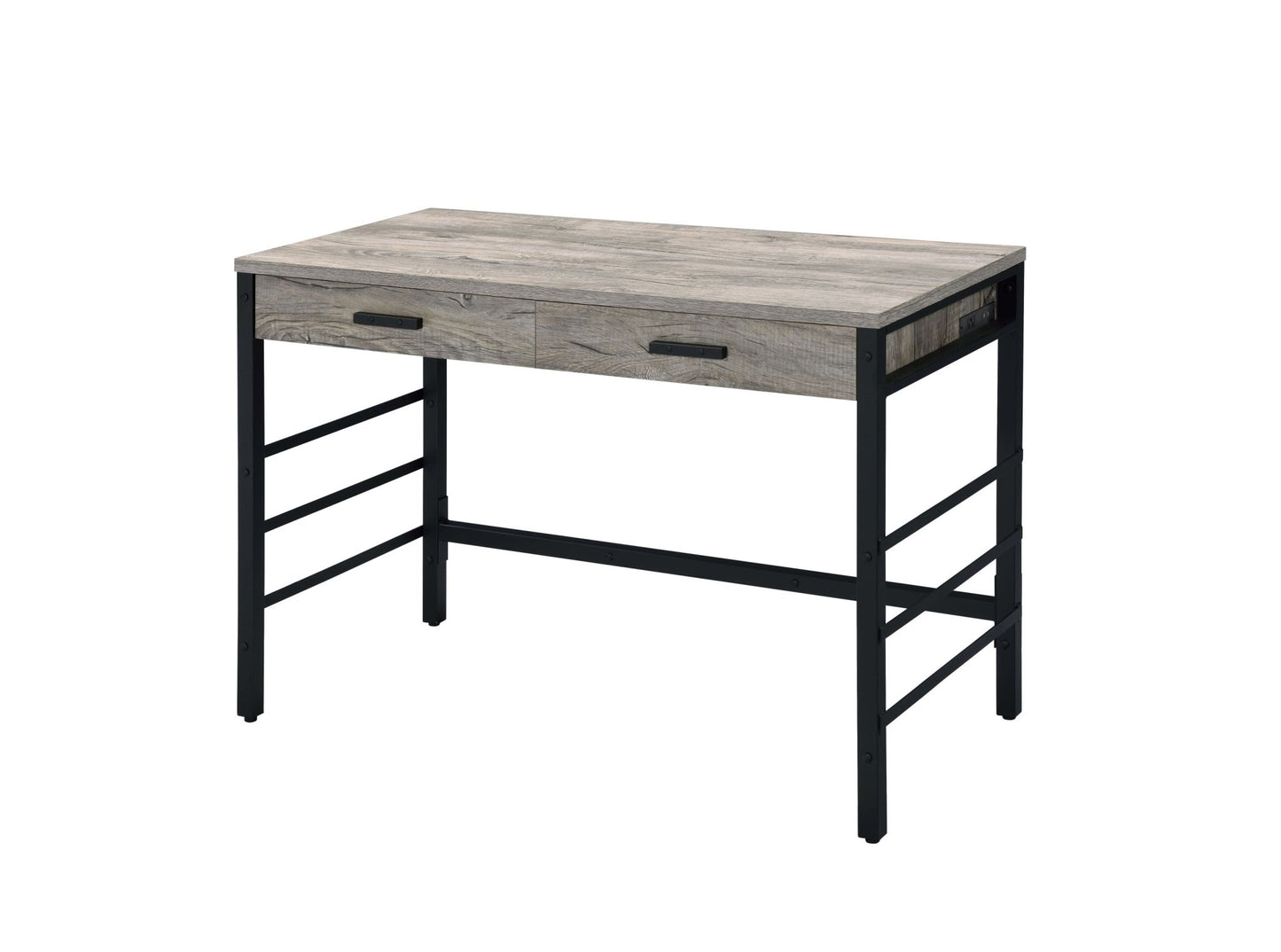 Disho Light Weathered Oak & Black Finish Writing Desk W/USB - 1st Choice Furniture Direct
