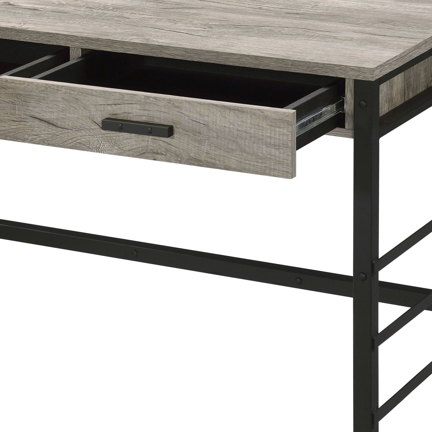 Disho Light Weathered Oak & Black Finish Writing Desk W/USB - 1st Choice Furniture Direct