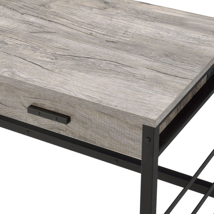 Disho Light Weathered Oak & Black Finish Writing Desk W/USB - 1st Choice Furniture Direct