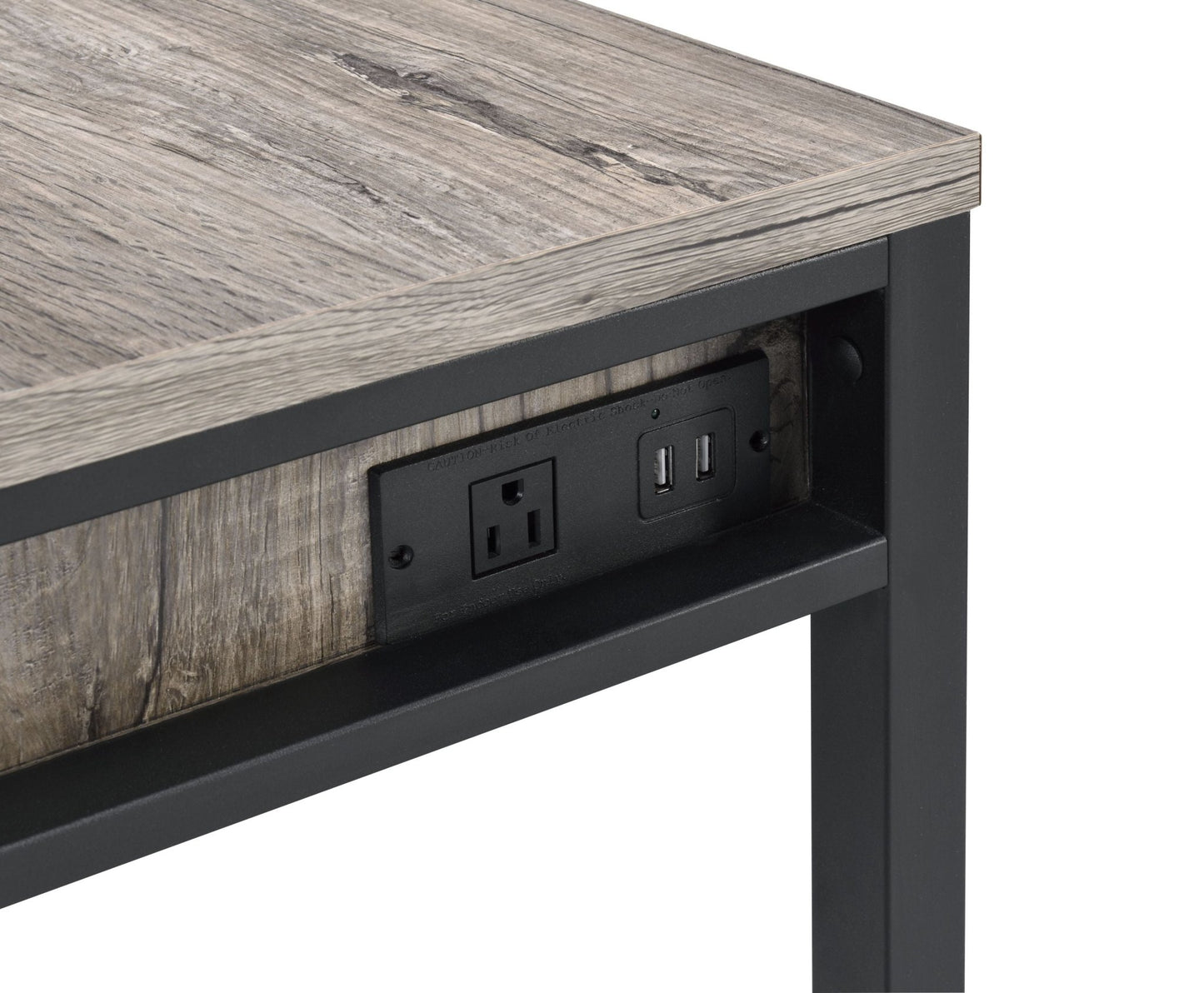 Disho Light Weathered Oak & Black Finish Writing Desk W/USB - 1st Choice Furniture Direct