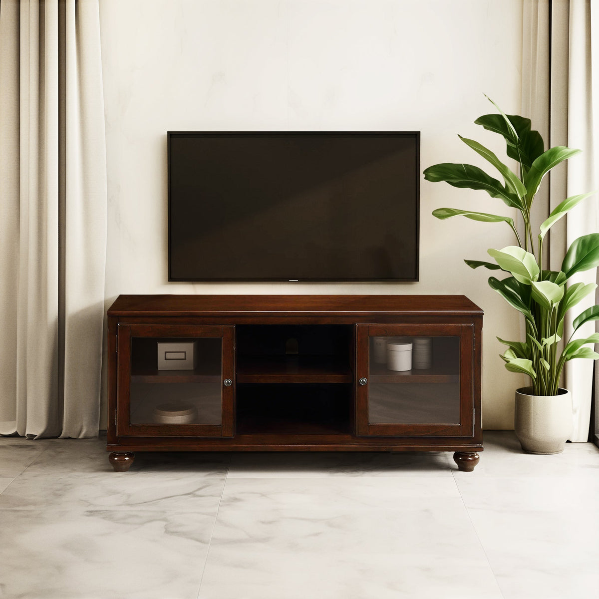 Dita TV Walnut Finish Stand - 1st Choice Furniture Direct