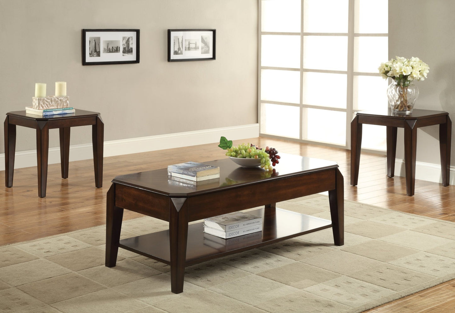 Docila Walnut Finish Coffee Table W/Lift Top - 1st Choice Furniture Direct
