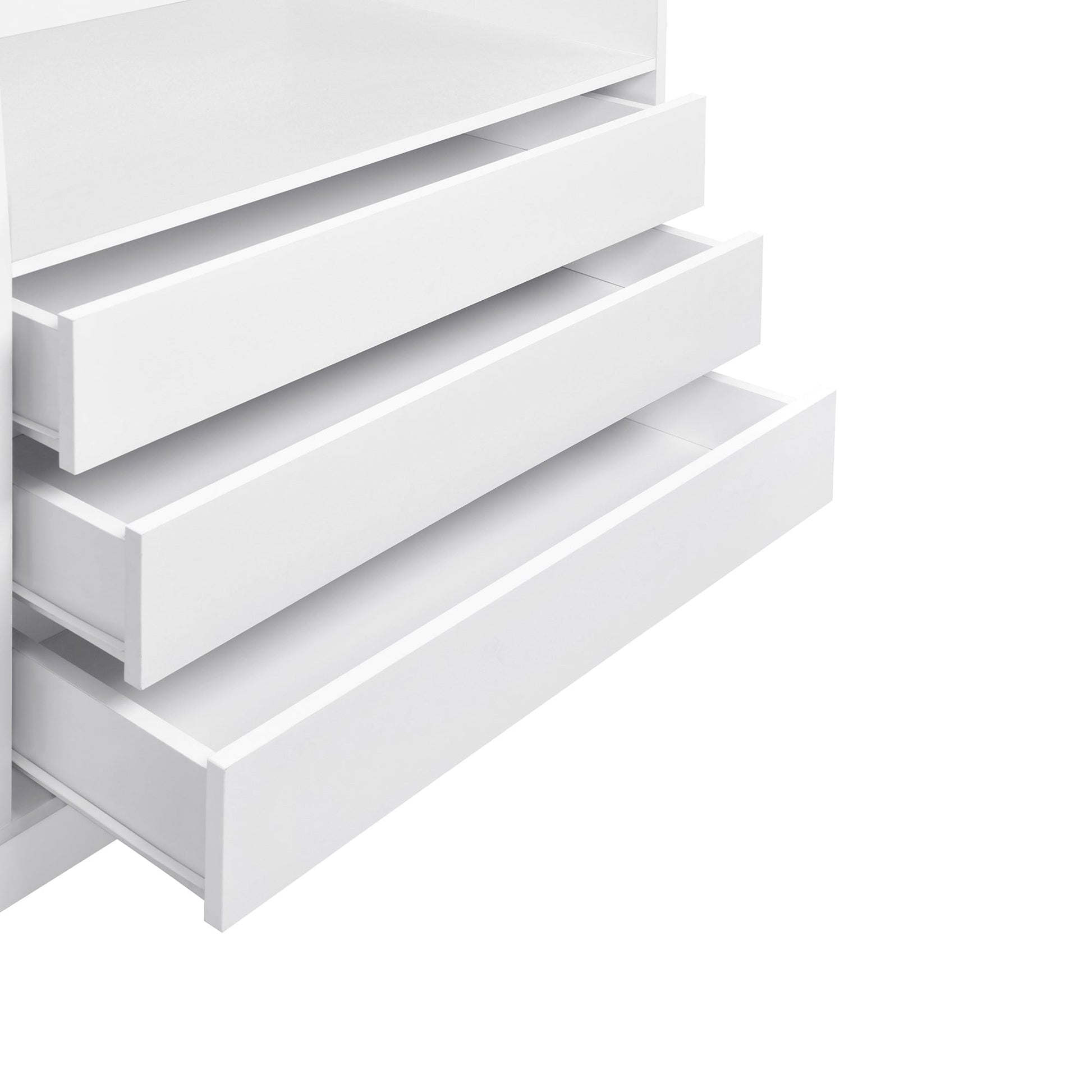 Doorless Wooden Storage Wardrobe for Dedroom with Shelves and 3 Drawers, White - 1st Choice Furniture Direct