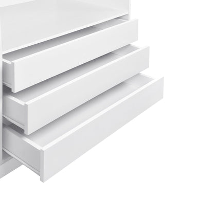 Doorless Wooden Storage Wardrobe for Dedroom with Shelves and 3 Drawers, White - 1st Choice Furniture Direct