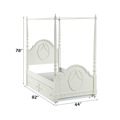 Dorothy Ivory Finish Twin Post Bed (Canopy Not Included, Trundle Not Included) - 1st Choice Furniture Direct