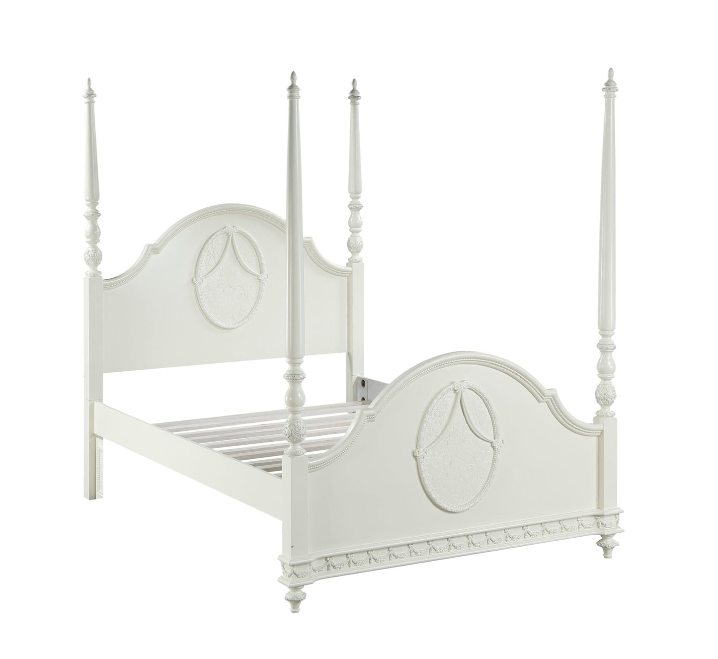 Dorothy Ivory Finish Twin Post Bed (Canopy Not Included, Trundle Not Included) - 1st Choice Furniture Direct