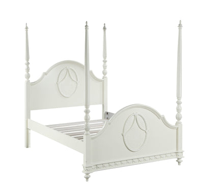 Dorothy Ivory Finish Twin Post Bed (Canopy Not Included, Trundle Not Included) - 1st Choice Furniture Direct