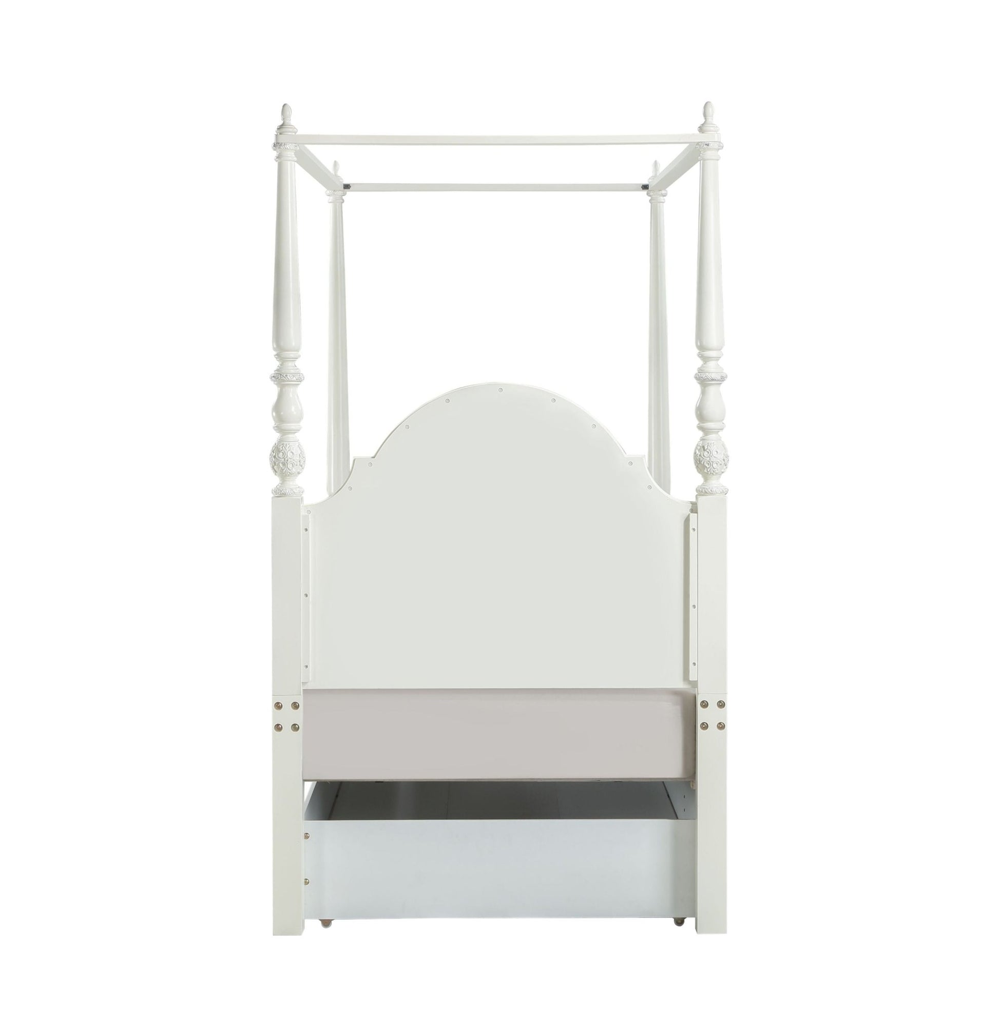 Dorothy Ivory Finish Twin Post Bed (Canopy Not Included, Trundle Not Included) - 1st Choice Furniture Direct