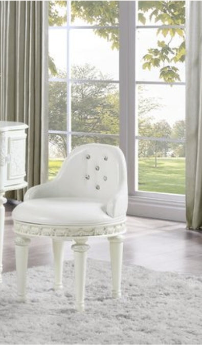 Dorothy Ivory Finish Vanity Chair W/Swivel (Chair Only) - 1st Choice Furniture Direct