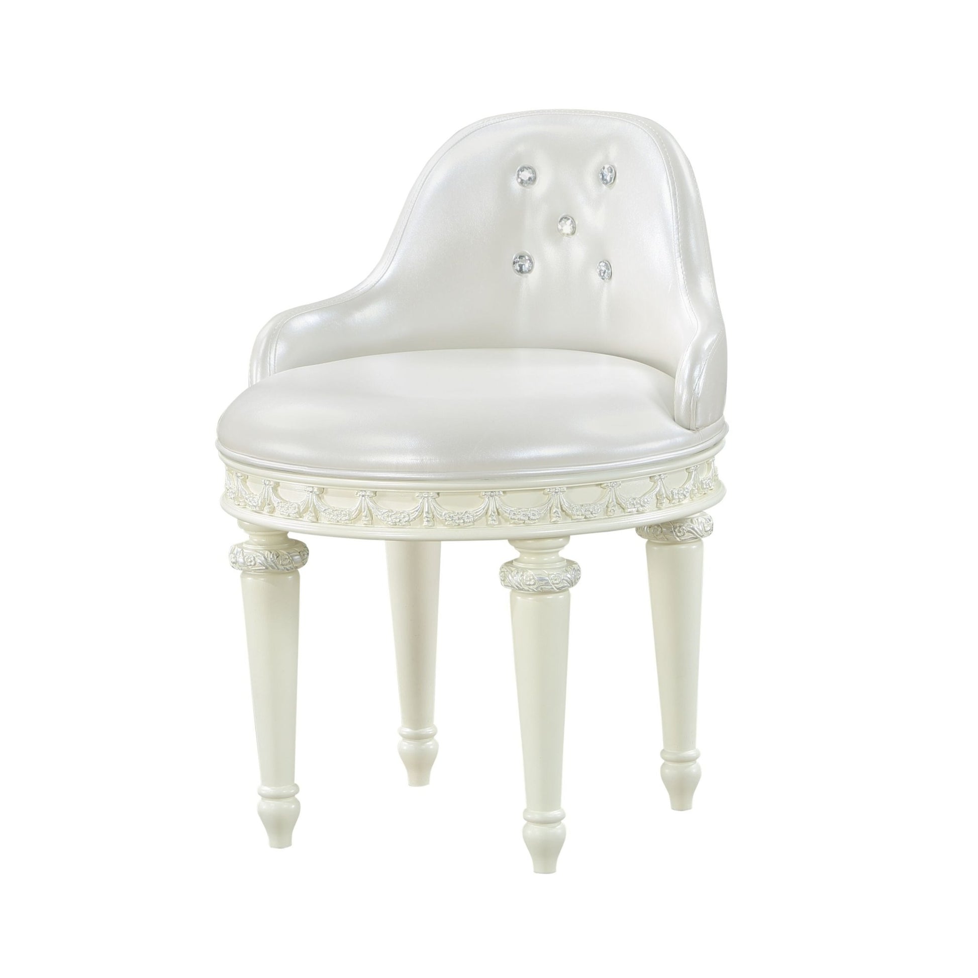 Dorothy Ivory Finish Vanity Chair W/Swivel (Chair Only) - 1st Choice Furniture Direct