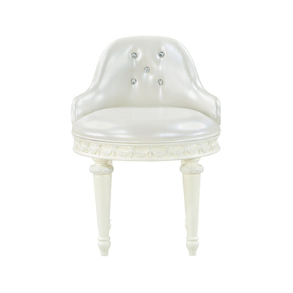 Dorothy Ivory Finish Vanity Chair W/Swivel (Chair Only) - 1st Choice Furniture Direct