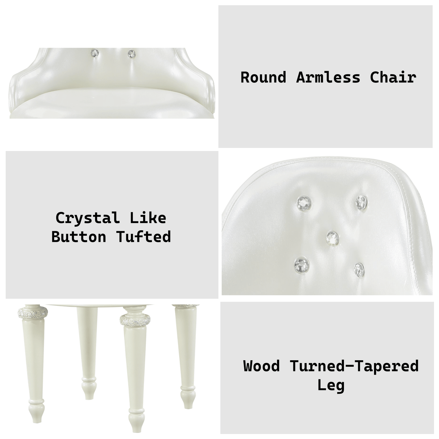 Dorothy Ivory Finish Vanity Chair W/Swivel (Chair Only) - 1st Choice Furniture Direct