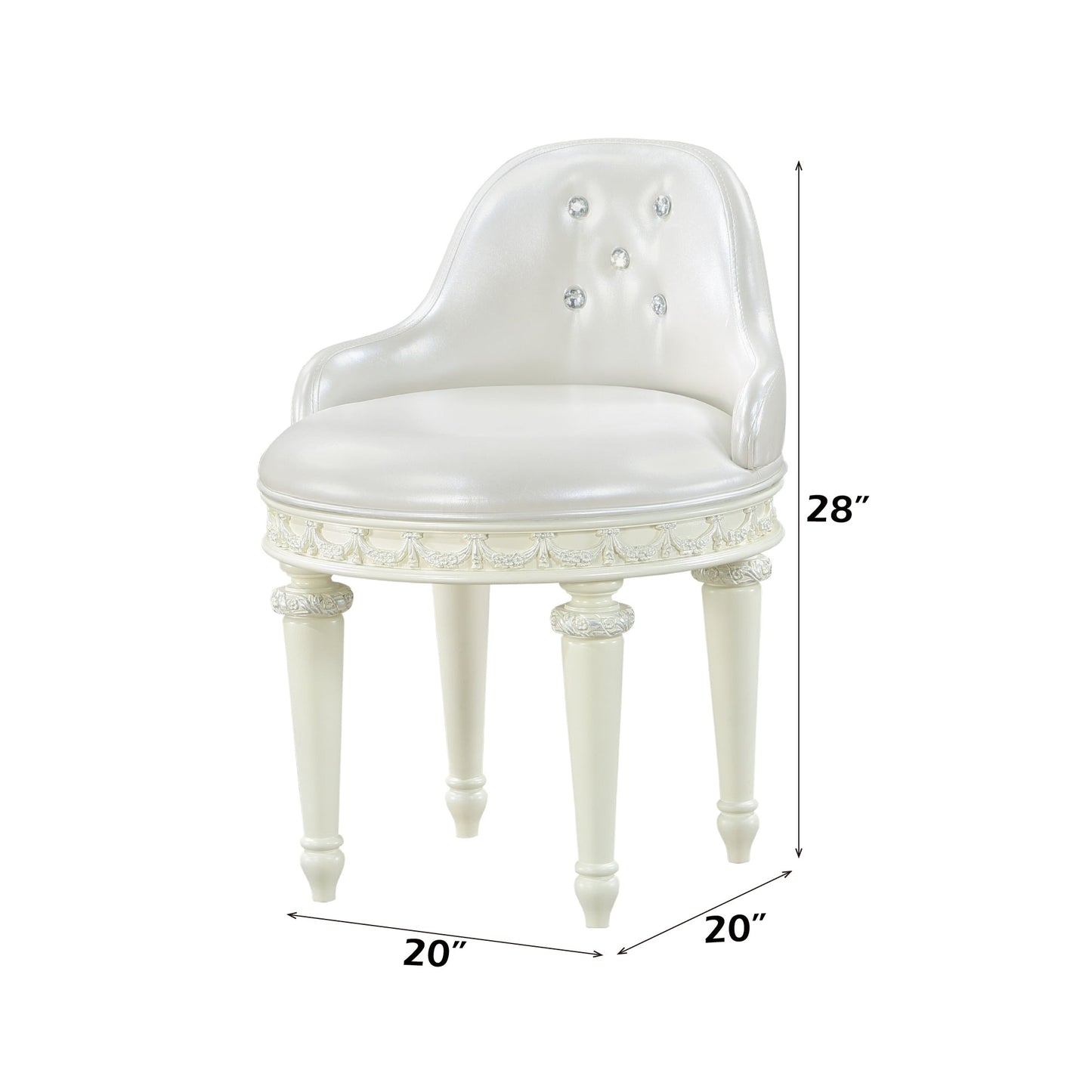 Dorothy Ivory Finish Vanity Chair W/Swivel (Chair Only) - 1st Choice Furniture Direct