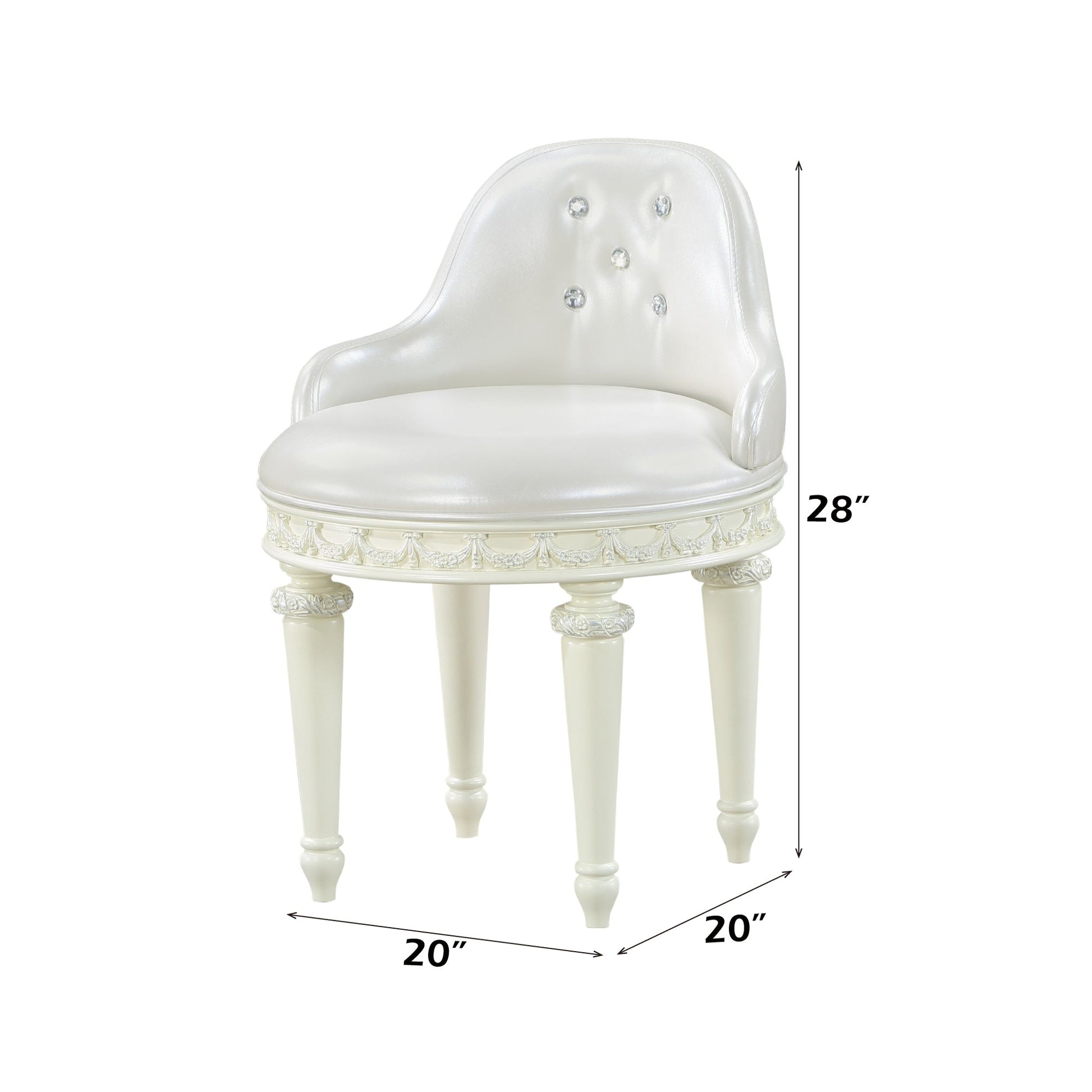 Dorothy Ivory Finish Vanity Chair W/Swivel (Chair Only) - 1st Choice Furniture Direct