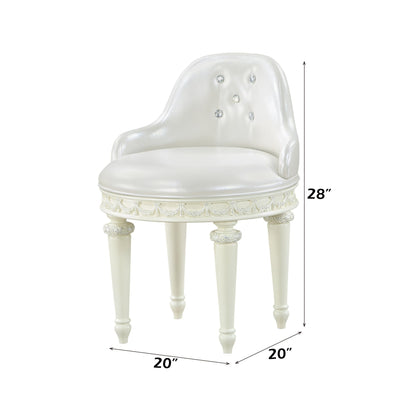 Dorothy Ivory Finish Vanity Chair W/Swivel (Chair Only) - 1st Choice Furniture Direct
