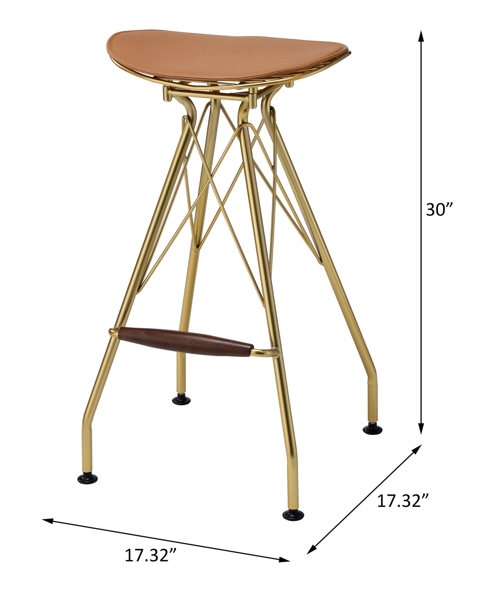 Dragea Whiskey Synthetic Leather & Gold Finish Bar Stool (Set of 2) - 1st Choice Furniture Direct