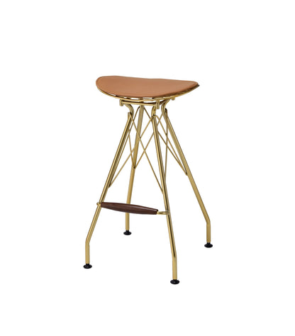 Dragea Whiskey Synthetic Leather & Gold Finish Bar Stool (Set of 2) - 1st Choice Furniture Direct