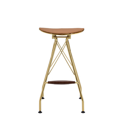 Dragea Whiskey Synthetic Leather & Gold Finish Bar Stool (Set of 2) - 1st Choice Furniture Direct