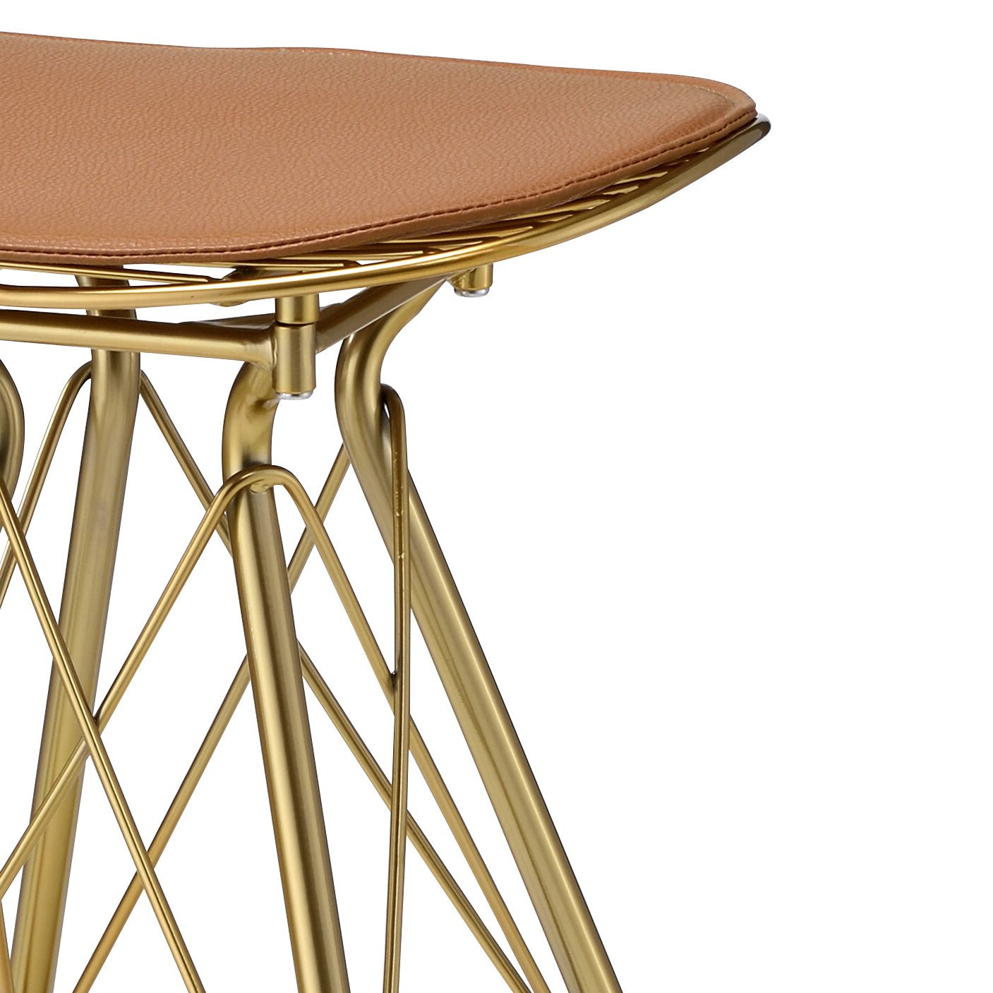 Dragea Whiskey Synthetic Leather & Gold Finish Bar Stool (Set of 2) - 1st Choice Furniture Direct