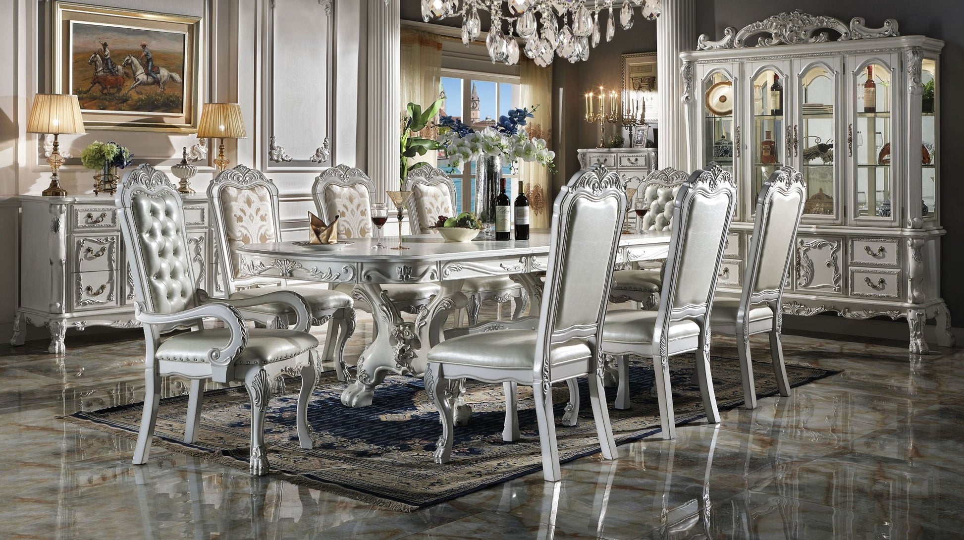 Dresden Bone White Finish Dining Table - 1st Choice Furniture Direct