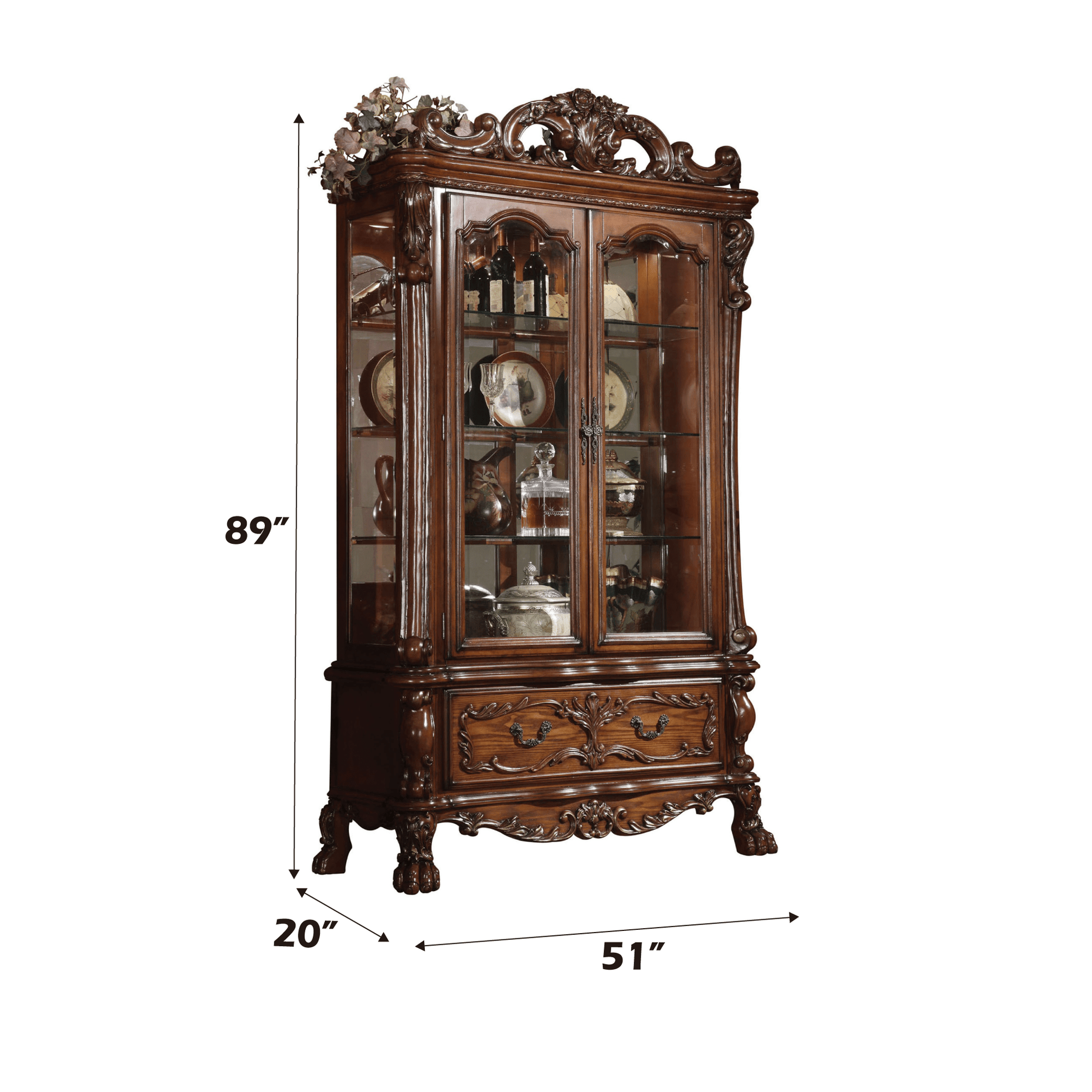 Dresden Cherry Oak Finish Curio - 1st Choice Furniture Direct