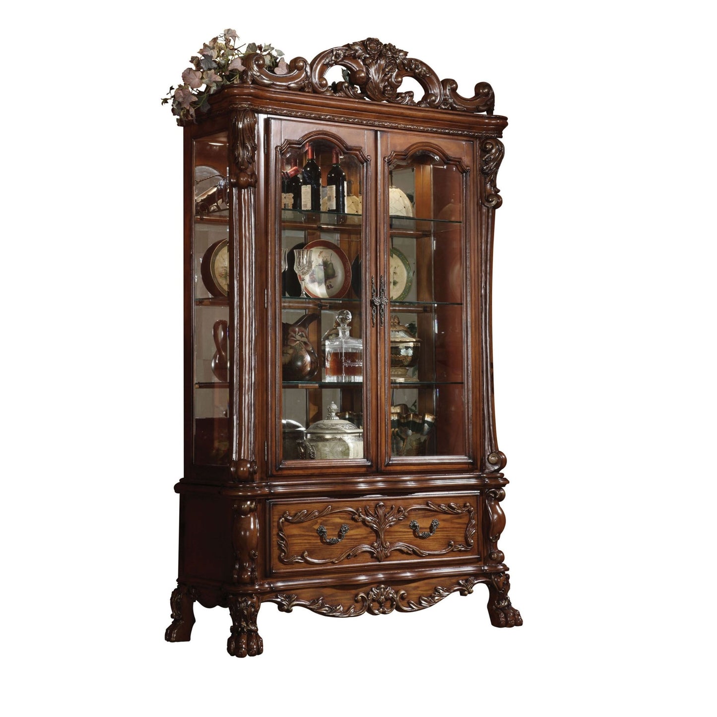 Dresden Cherry Oak Finish Curio - 1st Choice Furniture Direct