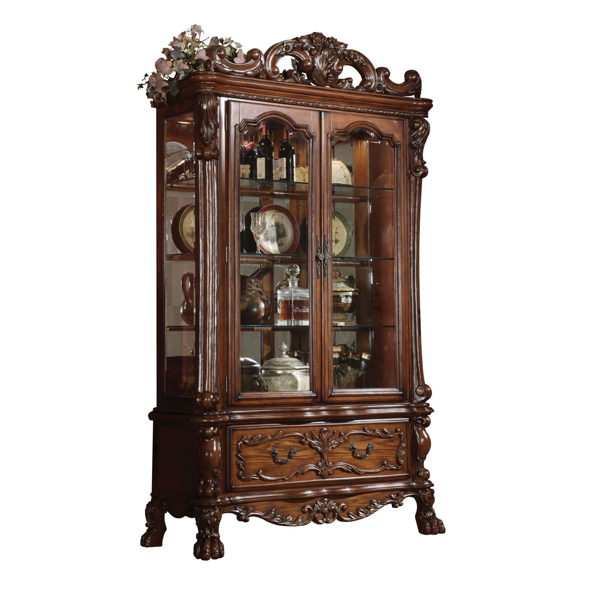 Dresden Cherry Oak Finish Curio - 1st Choice Furniture Direct