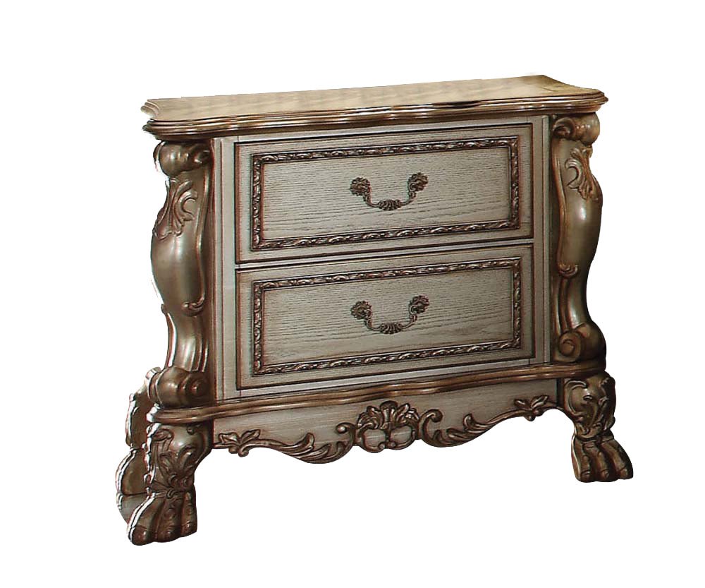 Dresden Gold Patina & Bone Finish Nightstand - 1st Choice Furniture Direct