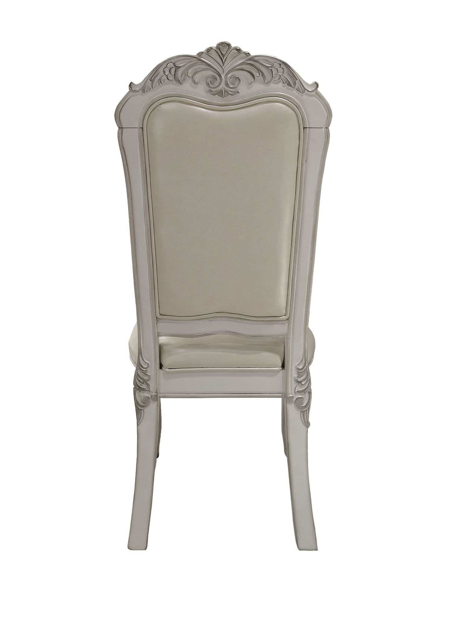 Dresden Synthetic Leather, Fabric & Bone White Finish Side Chair (Set of 2) - 1st Choice Furniture Direct