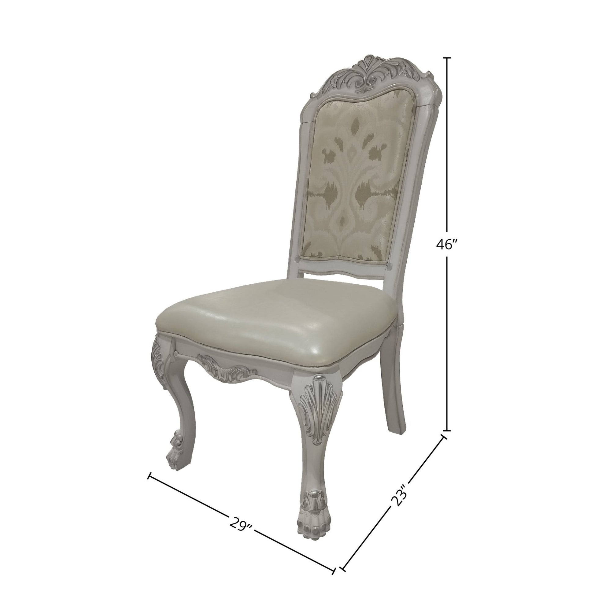 Dresden Synthetic Leather, Fabric & Bone White Finish Side Chair (Set of 2) - 1st Choice Furniture Direct