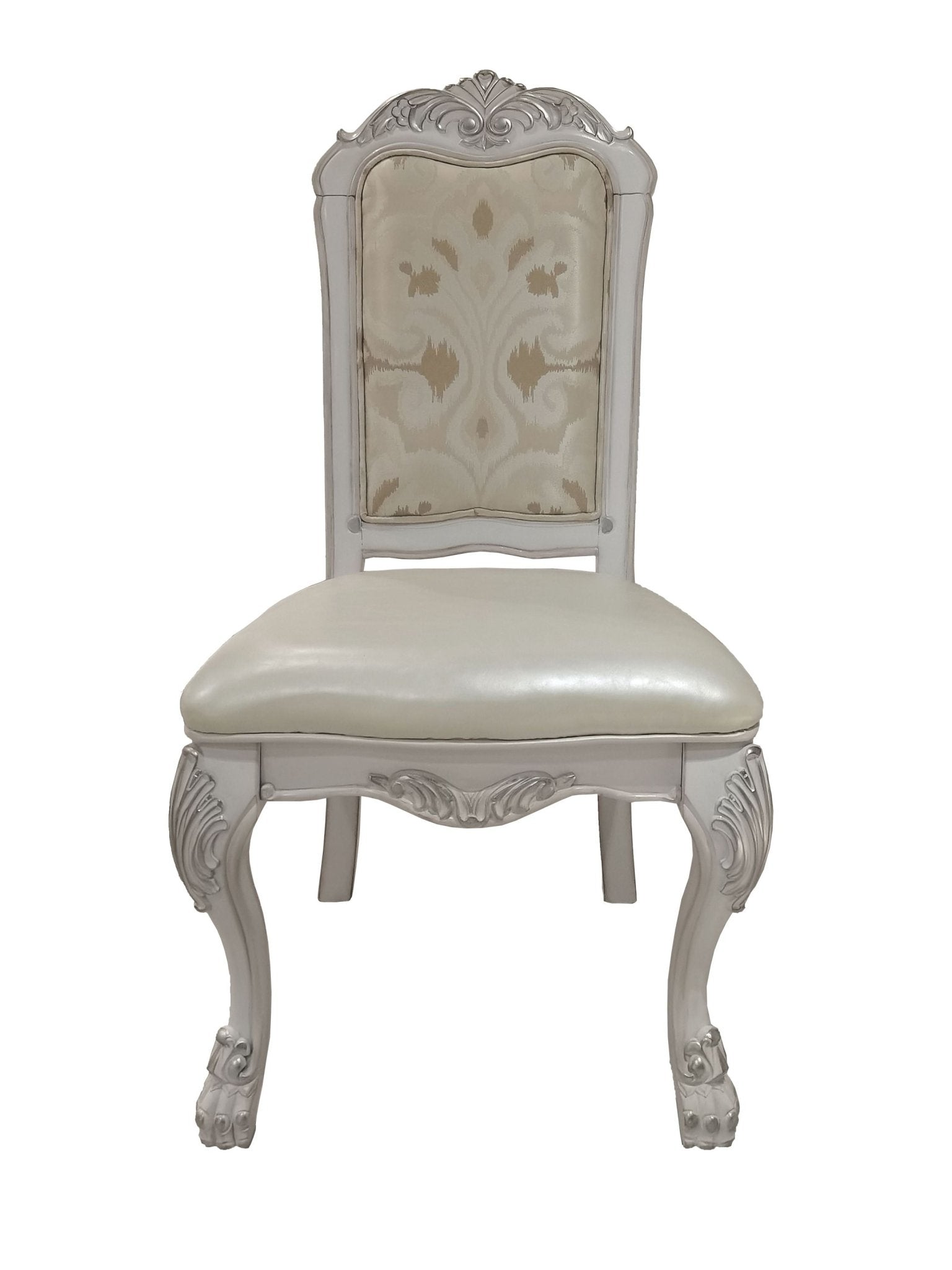 Dresden Synthetic Leather, Fabric & Bone White Finish Side Chair (Set of 2) - 1st Choice Furniture Direct